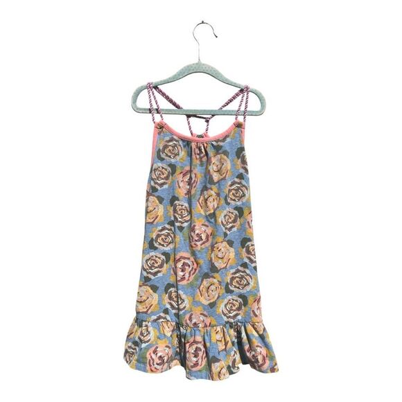 Matilda Jane Twister Tank Gray Blue Floral Roses Ruffle Tunic Top Size 10 - Picture 4 of 9